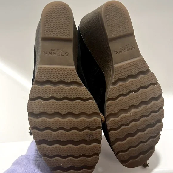 Sperry Top-spider Ankle Boot Black Bootie Wedge Stella Prow Suede 8 - Picture 4 of 4